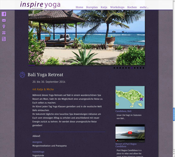 Internetauftritt Inspire Yoga